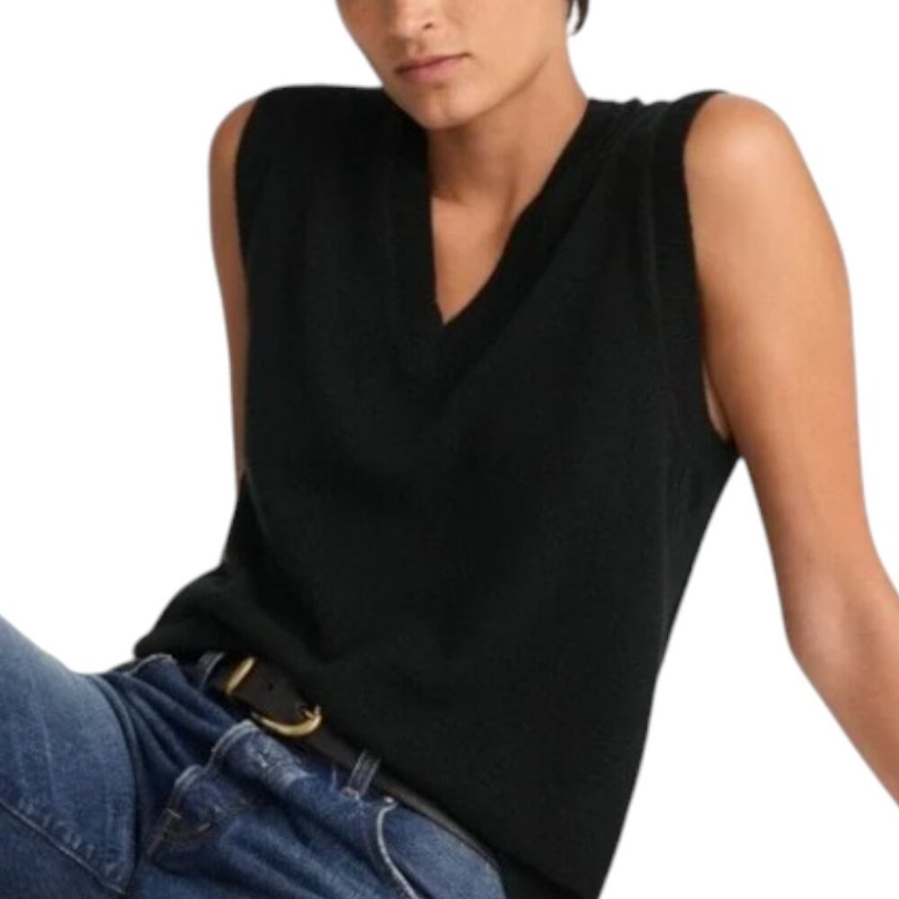 MADEWELL Black Stratford Cashmere V-Neck Sweater Vest Women's XXS NWT